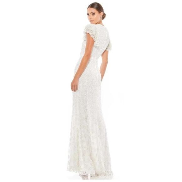 MAC DUGGAL Floral Beaded Cap Sleeve Gown in White -12 NWT. - Picture 2 of 3
